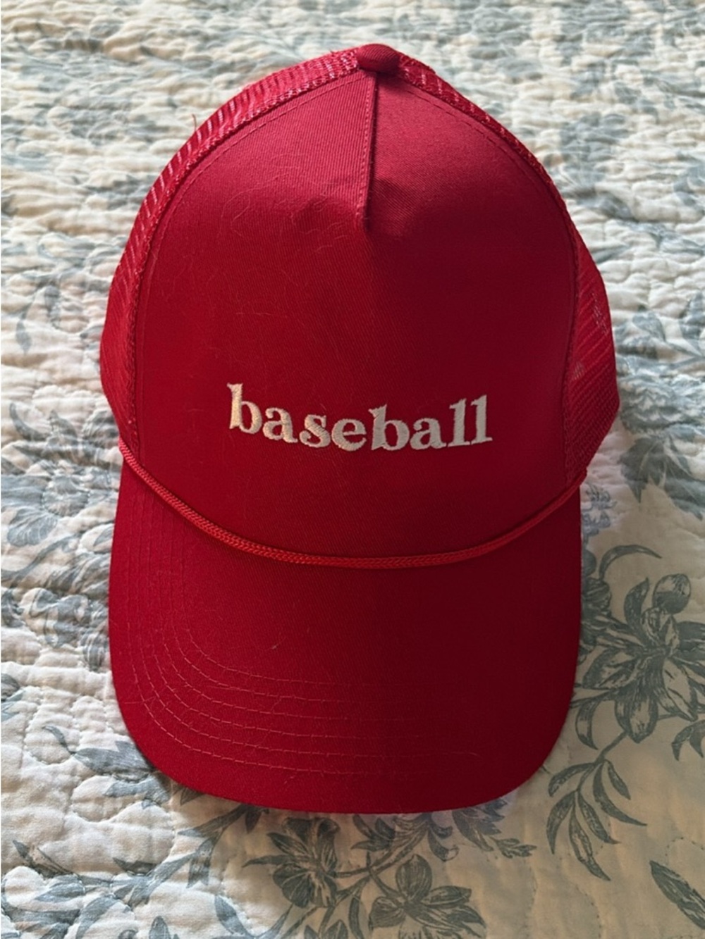 Red 'baseball' Embroidered Trucker Hat